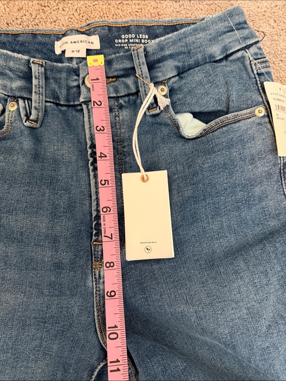 Good American Blue Women's Mid- Rise Cropped Bootcut Jeans - Picture 12 of 16